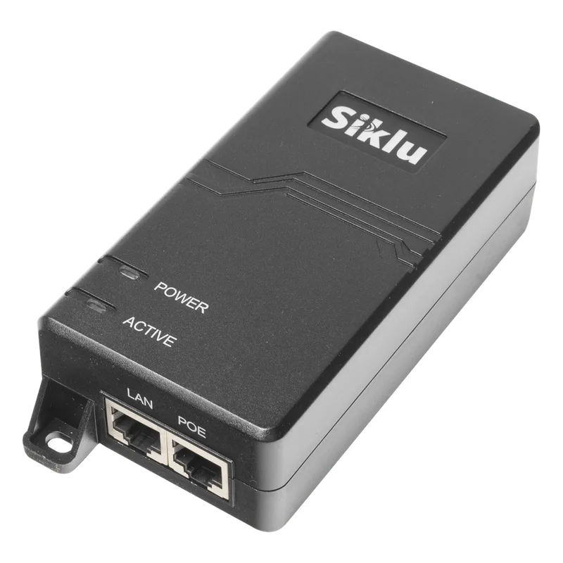 Inyector PoE Pasivo, 1 Gbps, 60 W, 55 Vcc, 100-240 Vca, Cable CA Siklu AX-IN-60W-AC-POE-US