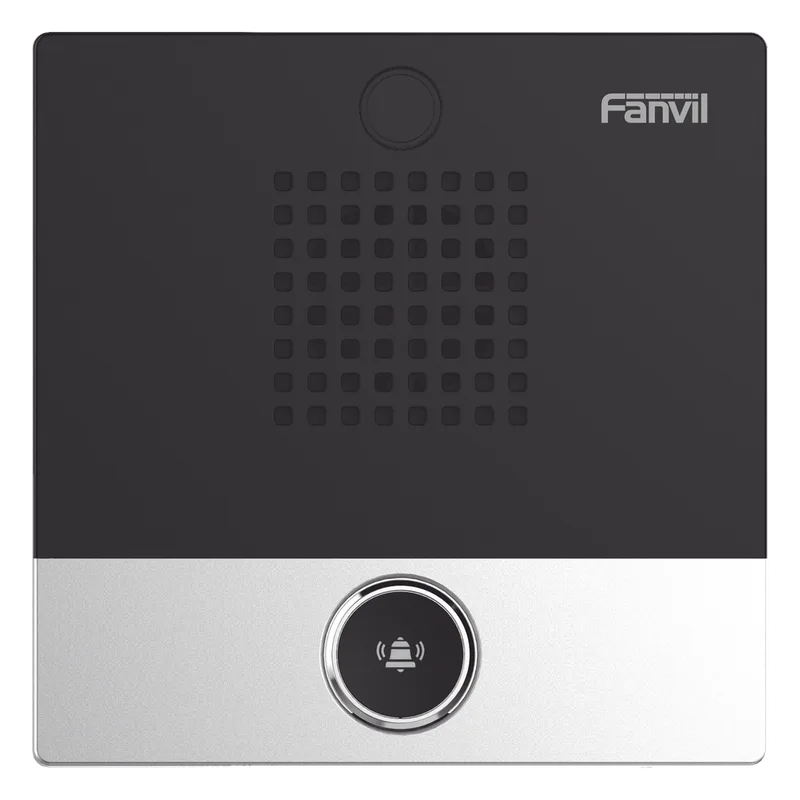 Mini Intercomunicador para hotelería y hospitales, con diseño elegante, PoE, 1 botón, 1 relevador integrado de salida y entrada. FANVIL I10
