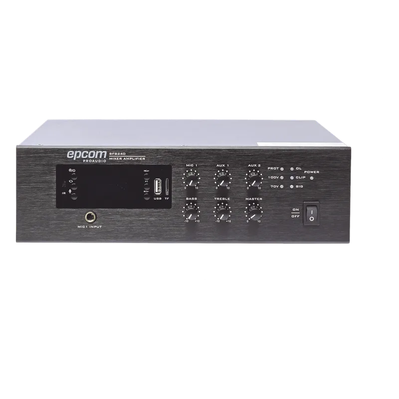 Mini Amplificador de Audio Mezclador | 240W RMS | Sistema 70/100V | MP3 | Tuner | Bluetooth | Musica ambiental y Voceo EPCOM PROAUDIO SF-B240
