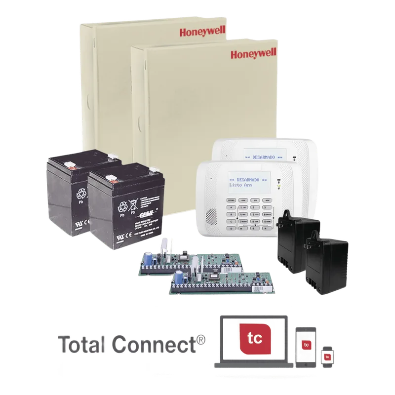 Kit con 2 paneles de alarma híbridos VISTA-48LA con teclado alfanumérico, receptor inalámbrico, batería y transformador HONEYWELL HOME RESIDEO VISTA48DOBLE