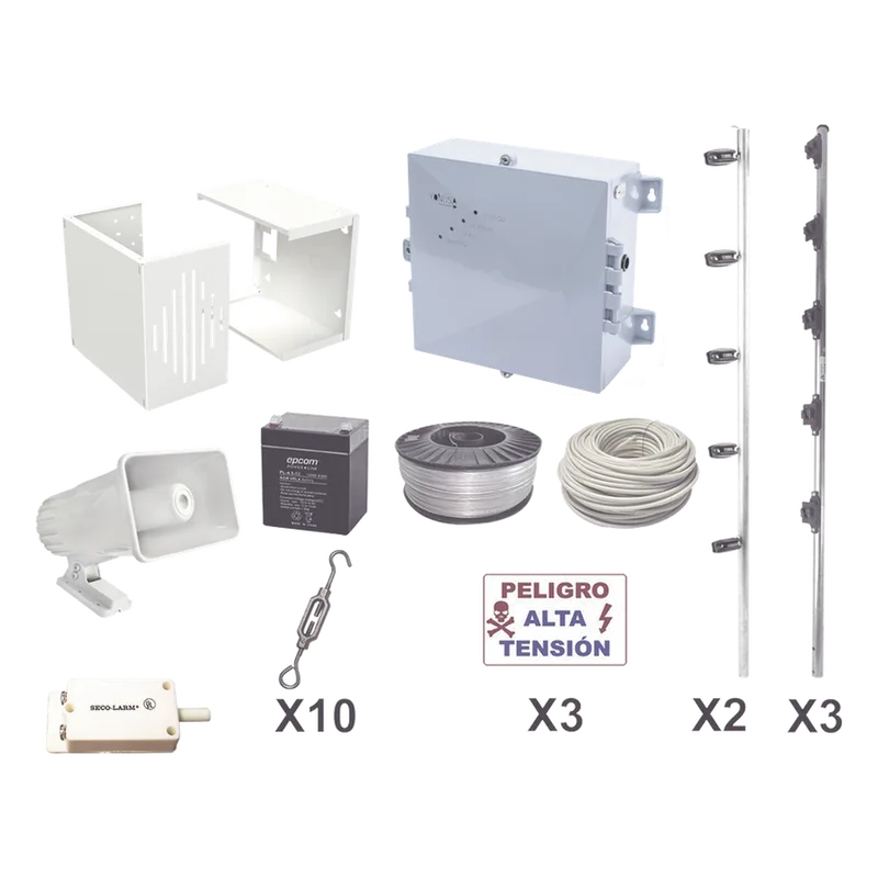 KIT ESENCIAL PARA 25Mts PERIMETRALES DE CERCO ELÉCTRICO PARA PROTECCIÓN DE ROBOS EN CASAS, NEGOCIOS, BODEGAS,ETC. YONUSA YPROKIT25F