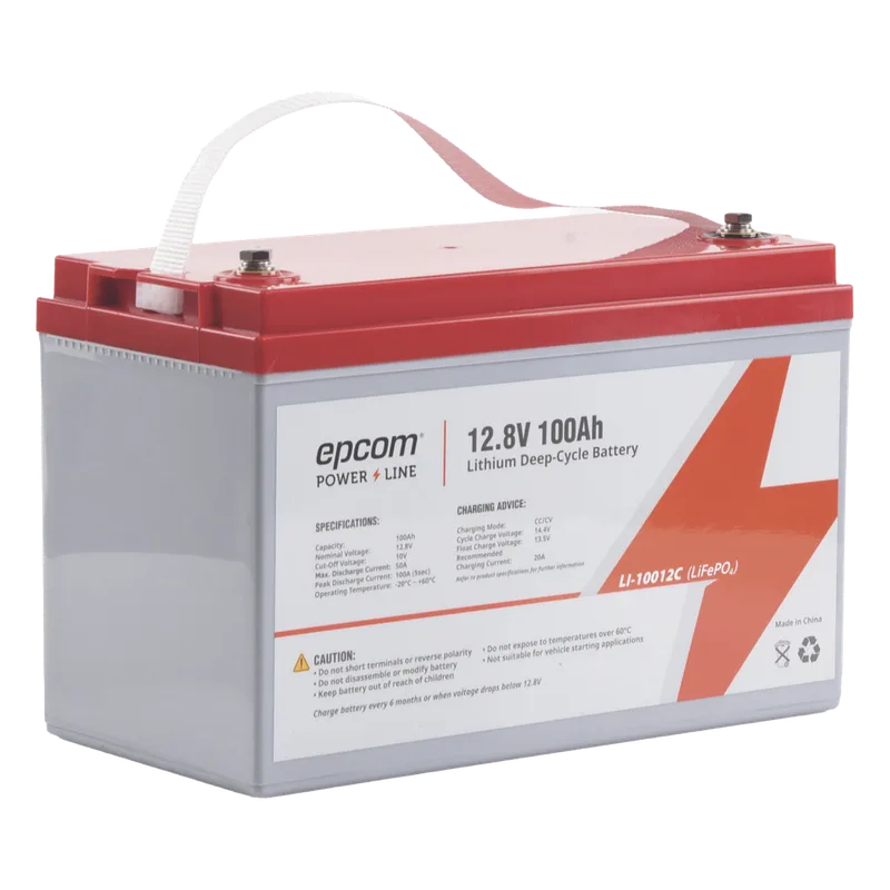 Batería de Litio Ciclo Profundo 12.8 Vcc 100Ah (LiFePO4) EPCOM POWERLINE LI-100-12C