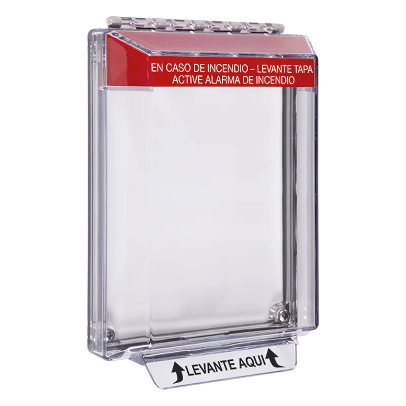 Cubierta Universal Transparente de Bajo Perfil y Texto de Incendio en Español STI STI-14010FR-ES