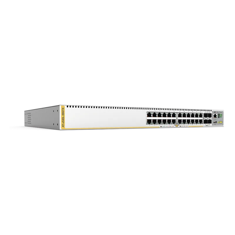 Switch inteligente de distribución o core, Stackeable, Capa 3, 24 x 1000 Mbps + 4 x SFP+ 10 G, Doble fuente de alimentación redundante ALLIED TELESIS AT-X530L-28GTX-10