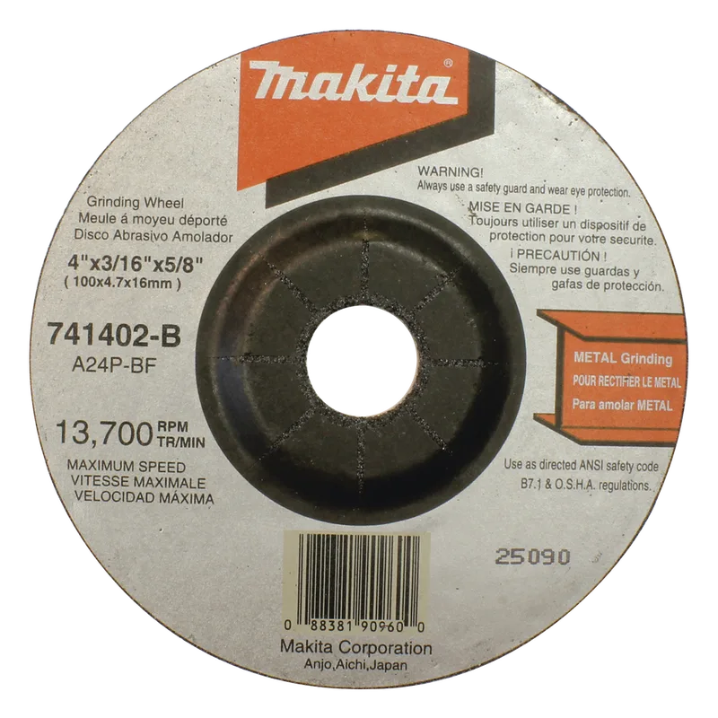Disco abrasivo de desbaste para metal de 4 1/2 eje 7/8" espesor 6mm MAKITA B-44264