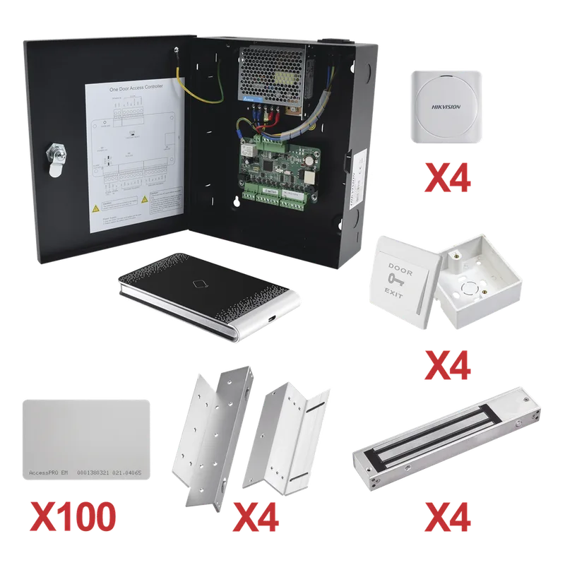 Kit de Control de Acceso con TARJETA para 4 Puertas / TODO INCLUIDO / Software IVMS4200 incluido HIKVISION KIT-TARJETA-04