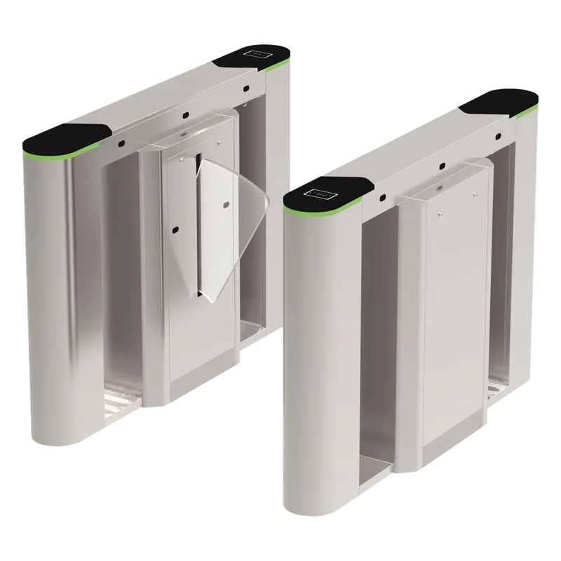 Puerta de cortesía tipo FLAP bidireccional / 30 personas por minuto / Acabado de Lujo / Apertura en 1 segundo / Acero inoxidable / Indicadores LED / Alarma por acceso denegado ZKTECO FBL6000