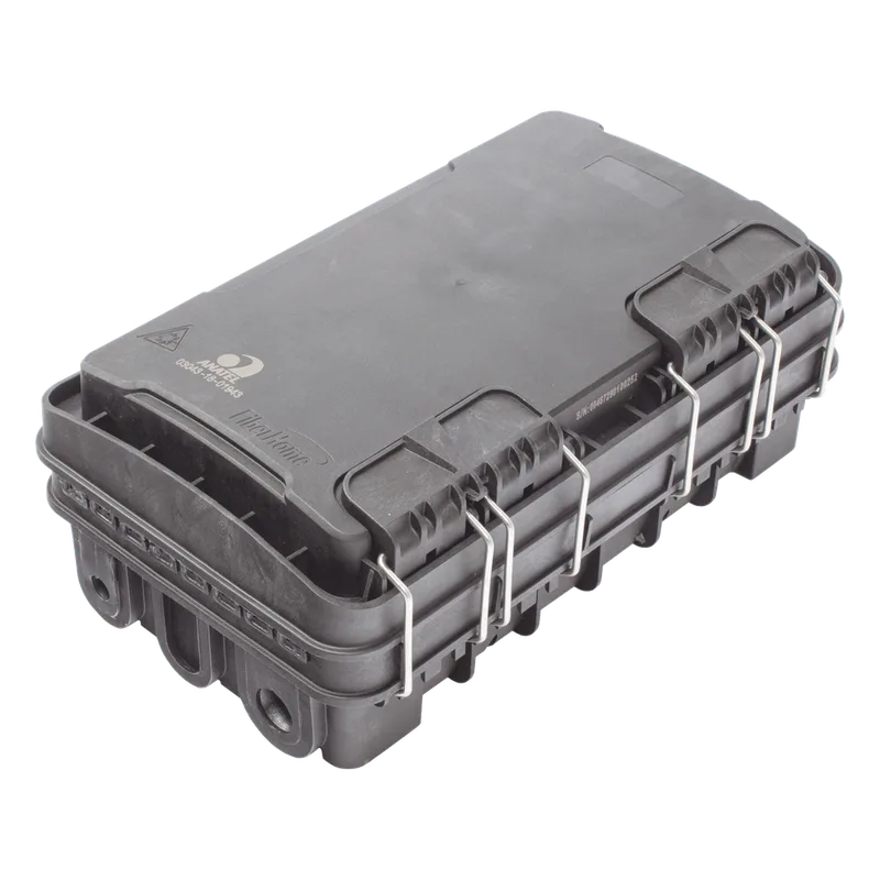 Caja de Distribución de Fibra Óptica para 24 Empalmes, con 8 acopladores SC/APC simplex, Exterior IP65, Color Negro FIBERHOME FDP-420E-8