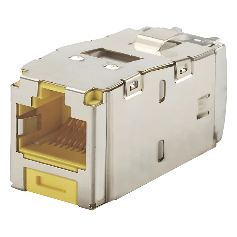 Conector Jack RJ45 Blindado, Estilo TG, Mini-Com, Categoría 6A, de 8 Posiciones y 8 Cables, Color Amarillo PANDUIT CJS6X88TGYLY