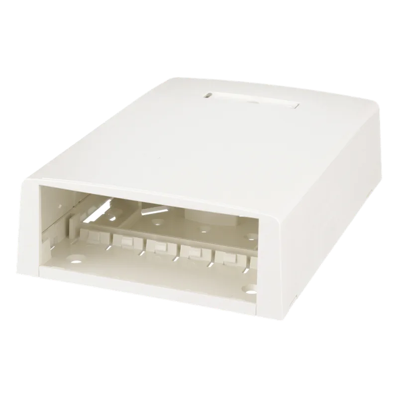 Caja de Montaje en Superficie, con Accesorio para Resguardo de Fibra Óptica, para 12 Módulos Mini-Com, Color Blanco Mate PANDUIT CBXF12IW-AY