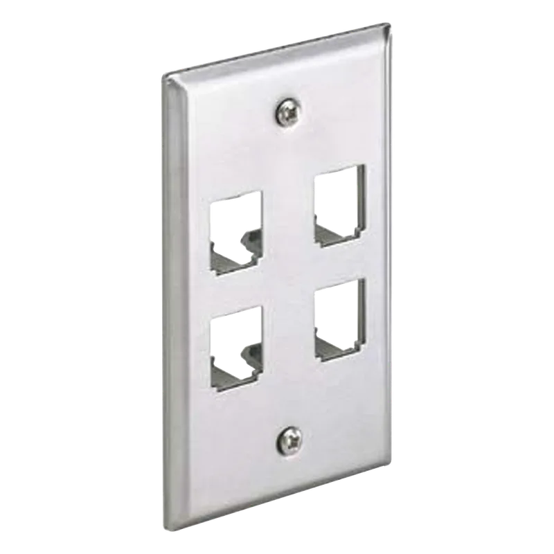 Placa de Pared Vertical, de Acero Inoxidable, Salida Para 4 Puertos Mini-Com PANDUIT CFP4SY