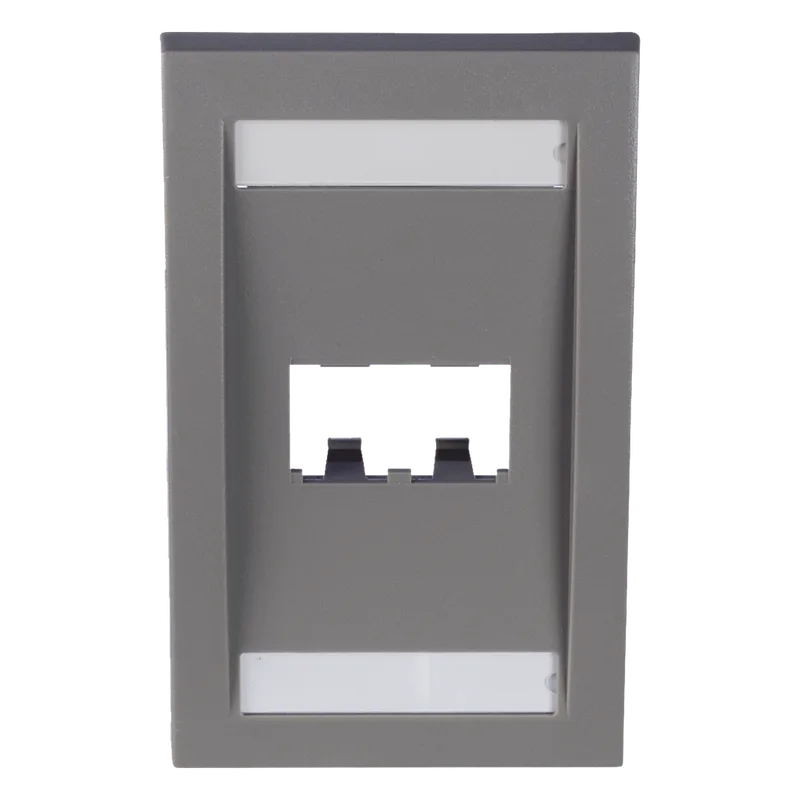 Placa de Pared Vertical Ejecutiva, Salida Para 2 Puertos Mini-Com, Con Espacios Para Etiquetas, Color Gris PANDUIT CFPE2IGY