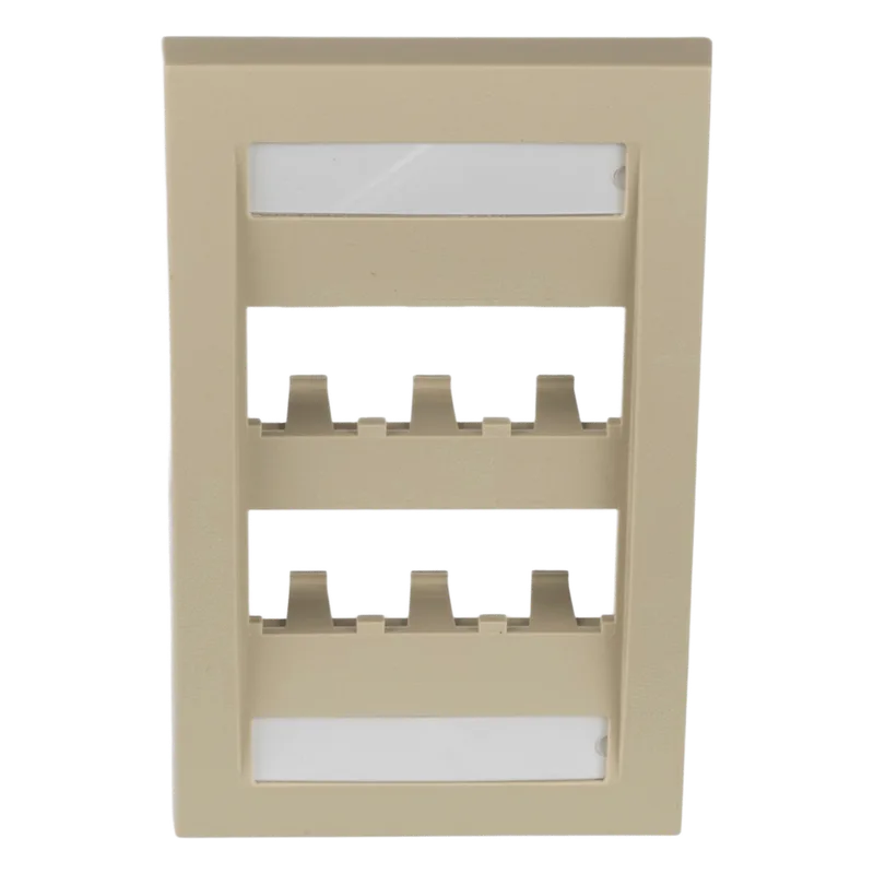 Placa de Pared Vertical Ejecutiva, Salida Para 6 Puertos Mini-Com, Con Espacios Para Etiquetas, Color Marfil PANDUIT CFPE6EIY