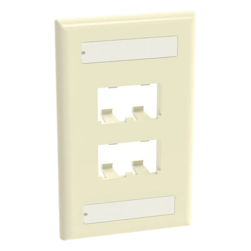 Placa de Pared Vertical Clásica, Salida Para 4 Puertos Mini-Com, Con Espacios Para Etiquetas, Color Marfil PANDUIT CFPL4EIY