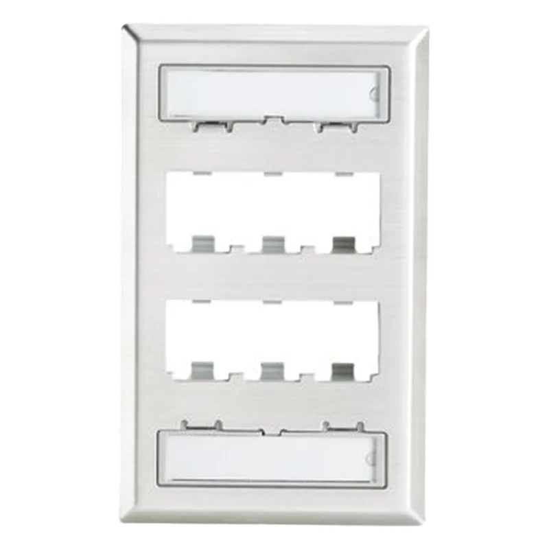 Placa de Pared Vertical, de Acero Inoxidable, Salida Para 6 Puertos Mini-Com, Con Espacios Para Etiquetas PANDUIT CFPL6SY