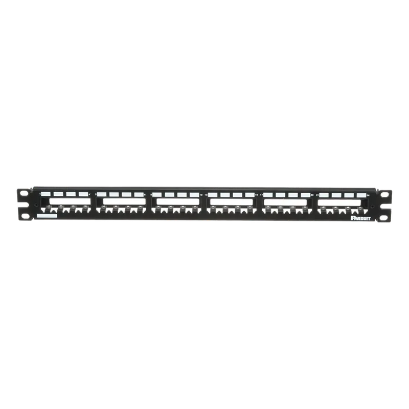 Panel de Parcheo Modular Mini-Com (Sin Conectores), Plano, Totalmente Blindado, de 24 Puertos, 1UR PANDUIT CP24WSBLY