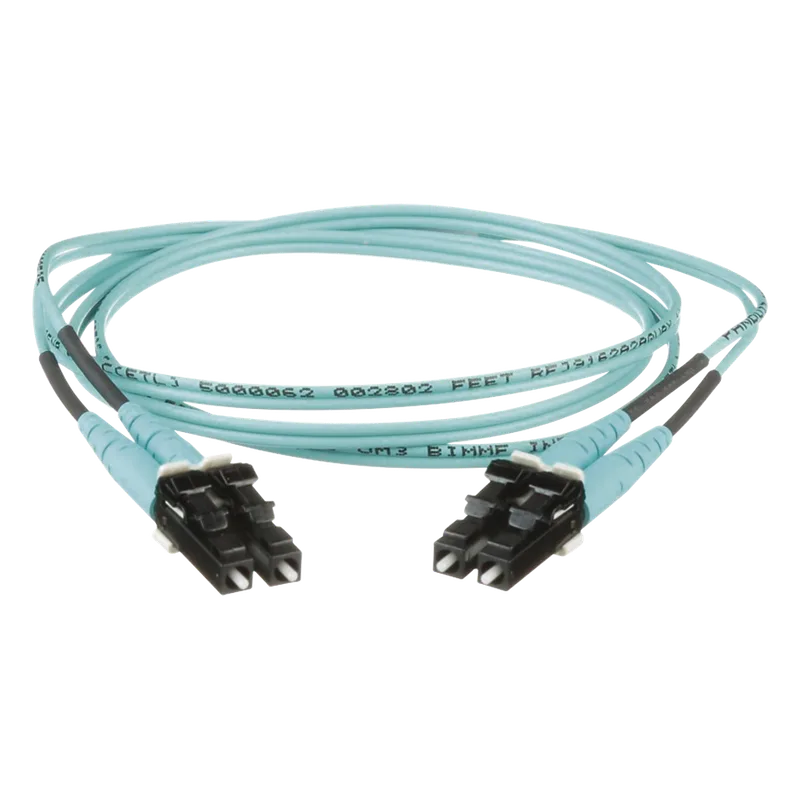 Jumper de Fibra Optica Multimodo 50/125 OM3, LC-LC Duplex, OFNR (Riser), Color Aqua, 0.50 Metros (1.64 Pies) PANDUIT FX2ERLNLNSNM0.5