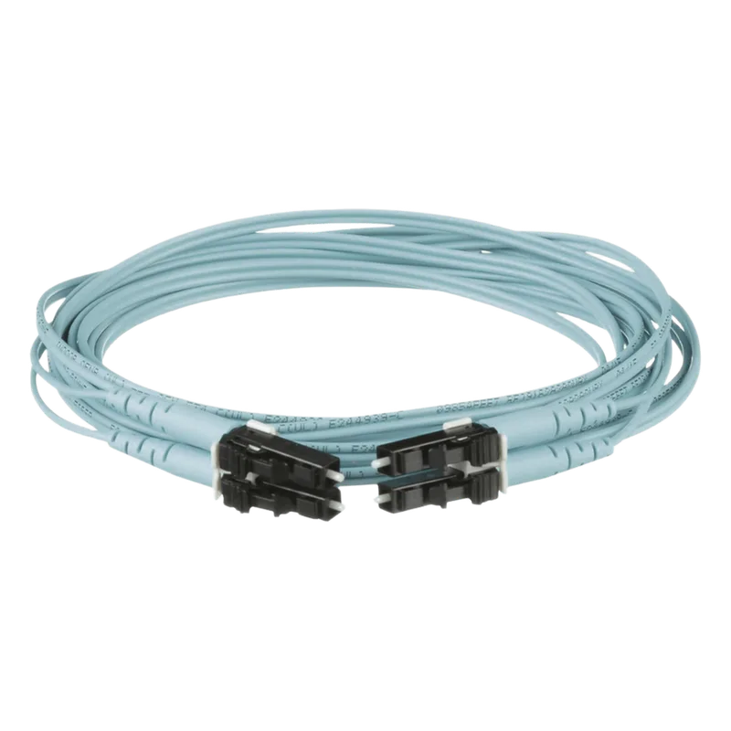 Jumper de Fibra Optica Multimodo 50/125 OM3, LC-LC Duplex, OFNR (Riser), Color Aqua, 4 Metros (13.12 Pies) PANDUIT FX2ERLNLNSNM004