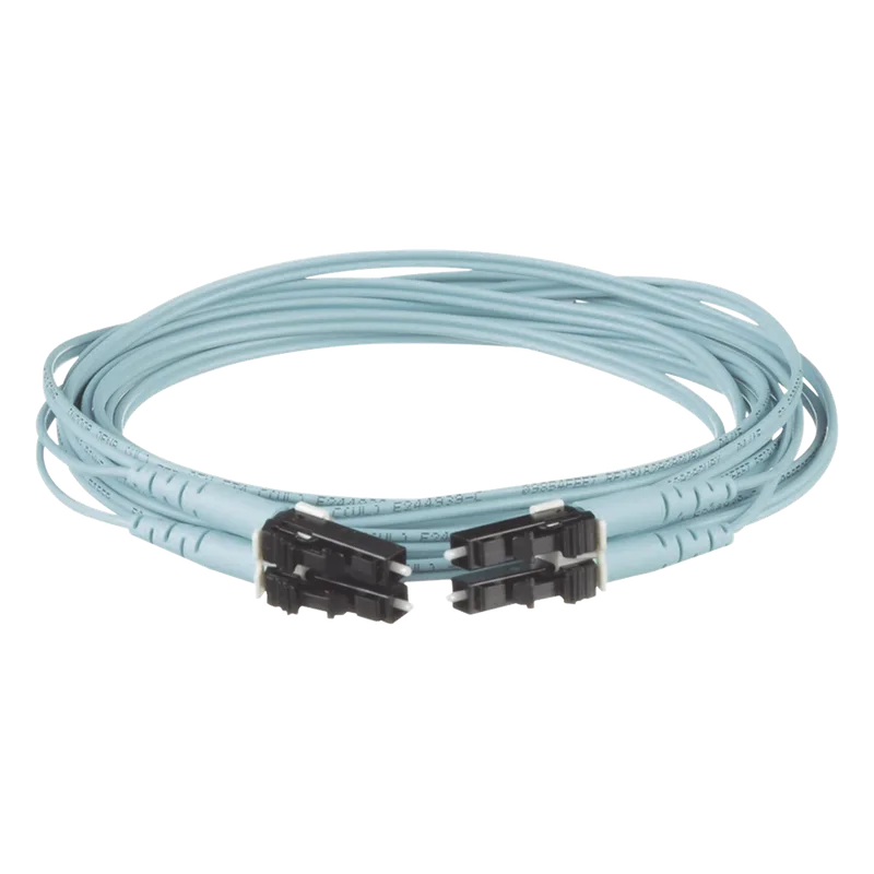 Jumper de Fibra Optica Multimodo 50/125 OM3, LC-LC Duplex, OFNR (Riser), Color Aqua, 25 Metros (82.02 Pies) PANDUIT FX2ERLNLNSNM025
