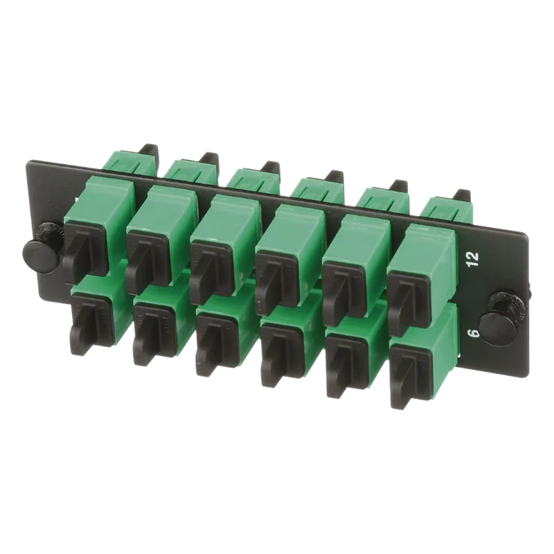Placa Acopladora de Fibra Optica FAP, Con 12 Conectores SC/APC (12 Fibras), Para Fibra Monomodo OS1/OS2, Color Verde PANDUIT FAP12WAGSCZ