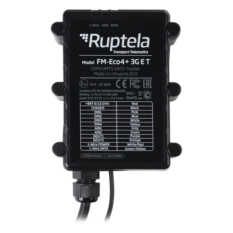 Localizador vehicular 3G / Antena Satelital Externa / Contra agua y polvo IP67 / RFID / Apagado de motor a distancia / Anti Jammer RUPTELA ECO4PLUS3GET