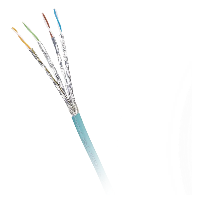 Bobina de Cable Blindado S/FTP Categoría 6A, Uso Industrial con Resistencia al Aceite, Rayos UV y Abrasión, Multifilar (Flexible), Color Azul Cerceta, Bobina de 500 Metros (1640 Pies) PANDUIT ISX6X04ATL-LED