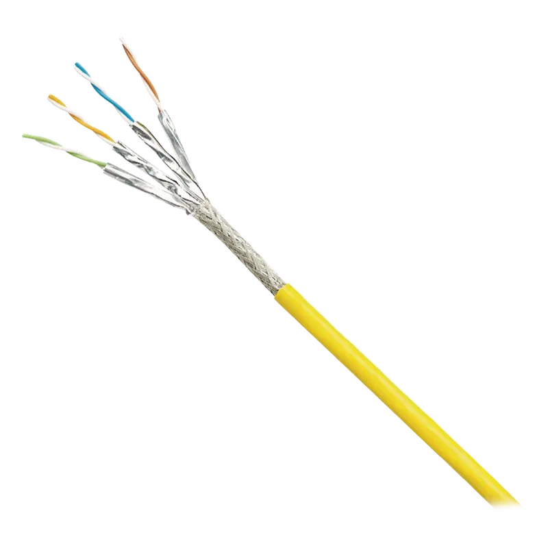 Bobina de Cable Blindado S/FTP Categoría 6A, Uso Industrial con Resistencia al Aceite, Rayos UV y Abrasión, Multifilar (Flexible), Color Amarillo, Bobina de 500 Metros (1640 Pies) PANDUIT ISX6X04AYL-LED