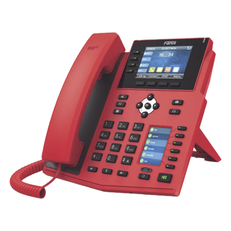 Teléfono IP Empresarial con Estándares Europeos, 16 lineas SIP con pantalla LCD de 3.5" a color, 6 teclas DSS/BLF, puertos Gigabit, IPv6, Opus y conferencia de 3 vías, PoE/DC (incluye fuente). FANVIL X5U-R