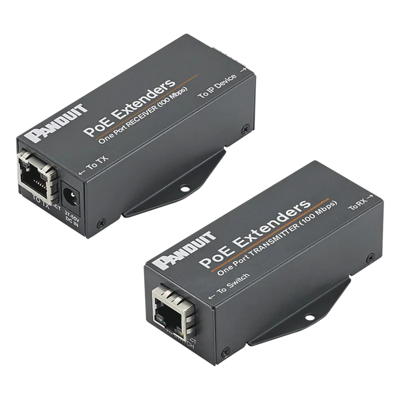 Kit de Extensor PoE/PoE+, Hasta 610 Metros (2000 ft) con Cable Cat5e o Cat6, 10/100Mbps, Incluye Transmisor, Receptor y Fuente de Alimentación PANDUIT POEXKIT1