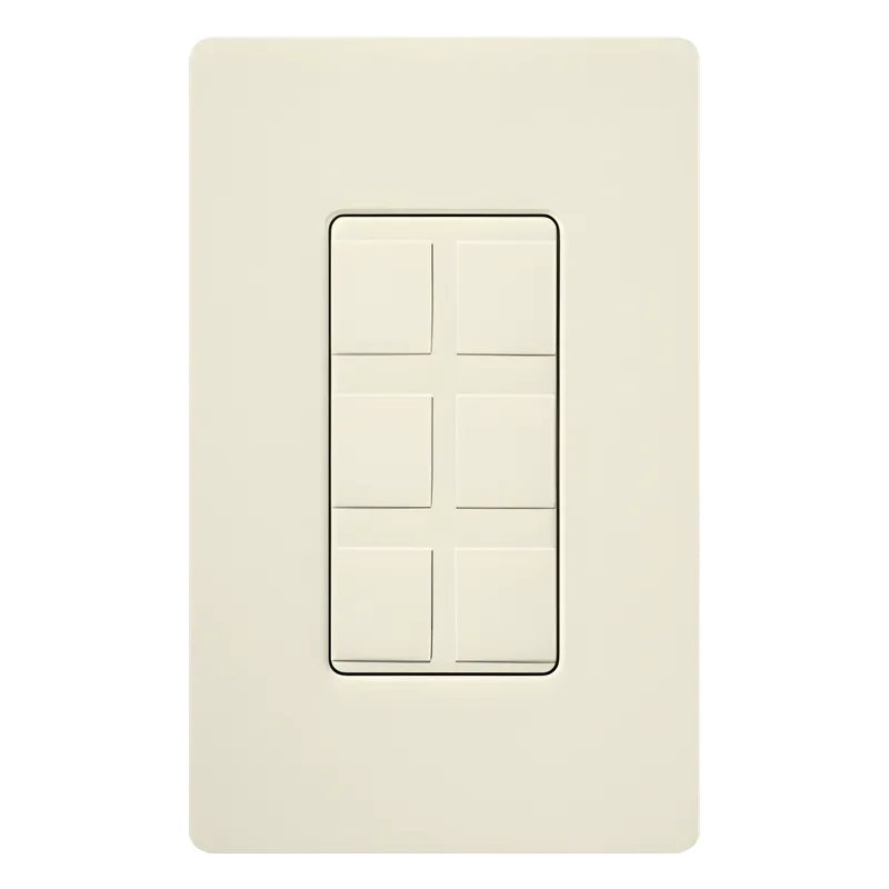 Marco de 6 puertos para conectores de red, coaxial y fibra óptica, con 6 insertos ciegos incluidos, acabado satinado color Biscuit LUTRON ELECTRONICS SC-6PF-BI