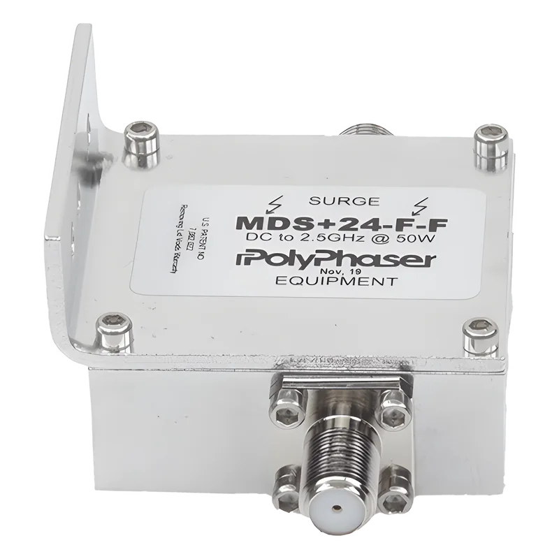 Protector RF Coaxial A 75 Ohms +24VDC Con Conector F Hembra De 300 MHz - 2.5 GHz POLYPHASER MDS24FF