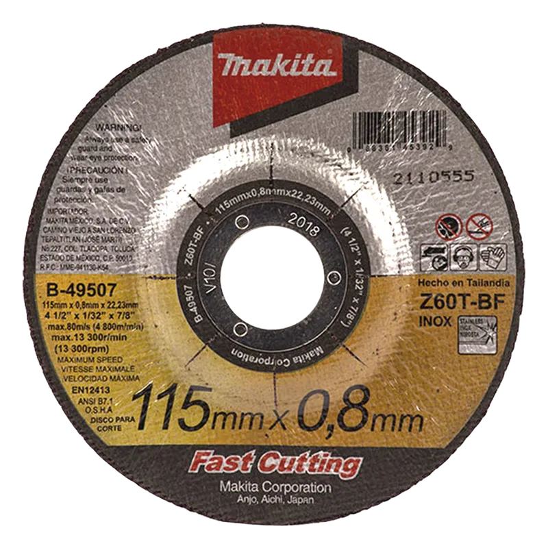 Disco 4 1/2"/ Inox y Acero / Corte Rápido MAKITA B49507