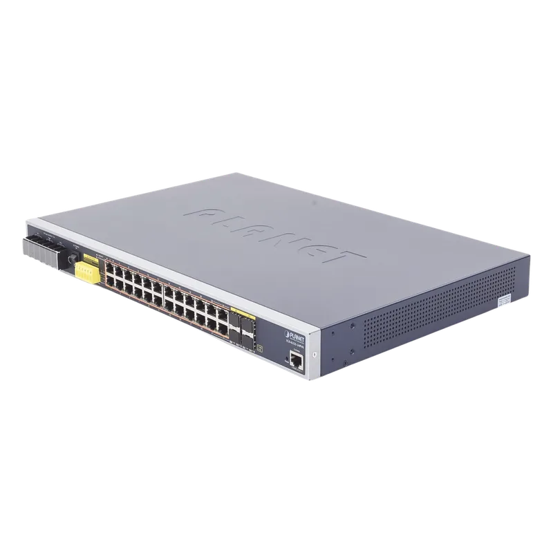 Switch PoE Industrial Capa 3, Con 24 Puertos PoE Gigabit 802.3af/at, 4 Puertos SFP Compartidos 100 / 1000X, Soporta temperaturas extremas de -40 ~ 75°C PLANET IGS-6325-24P4S