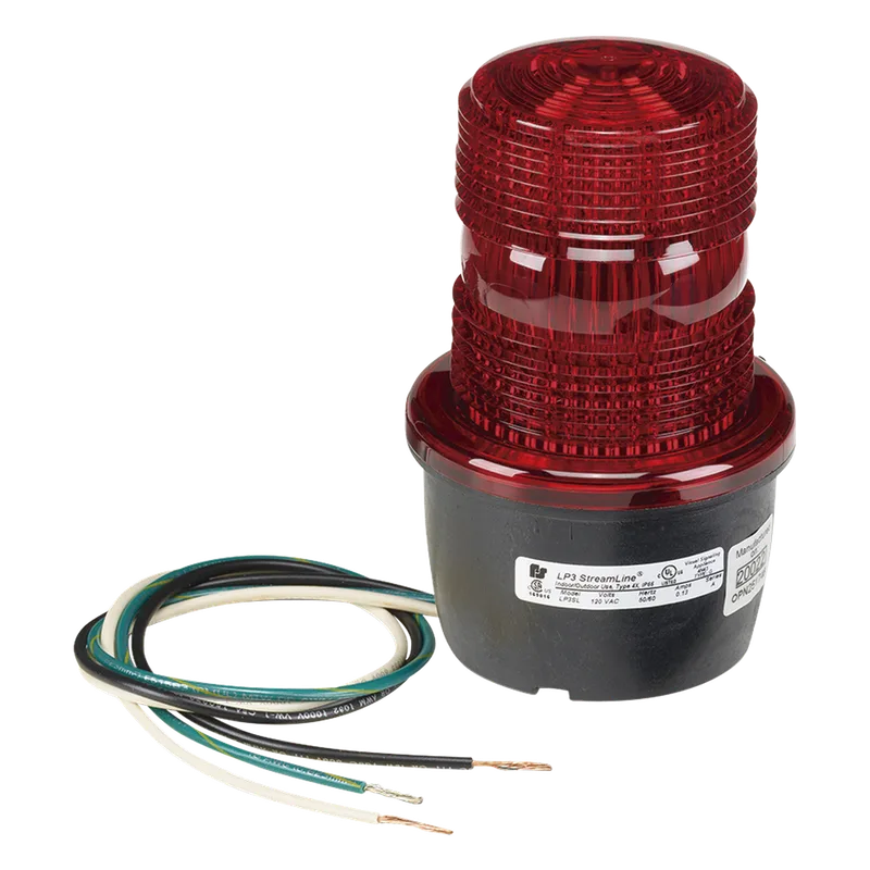 Luz de advertencia LED serie Streamline, 120 Vca, montaje en tubo, rojo FEDERAL SIGNAL INDUSTRIAL LP3-PL-120-R