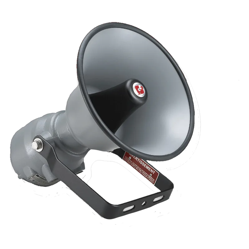 Altavoz amplificado a prueba de explosiones 302X SelecTone® Aprobado por CSFM y listado por UL y cUL para Clase I, División 1, Grupos B, C y D; Clase I, División 2, Grupo A; Clase II, División 2, Grupos F y G; Clase III 24 VCD col FEDERAL SIGNAL INDUSTRIAL 302X-024
