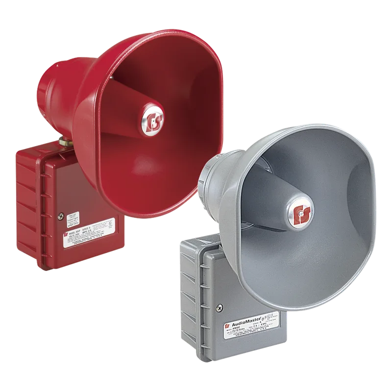 AudioMaster® Altavoz de bocina reentrante para megafonía y anunciamiento publico, 30W de Potencia, Listado contra incendios UL, Color Gris FEDERAL SIGNAL INDUSTRIAL AM302