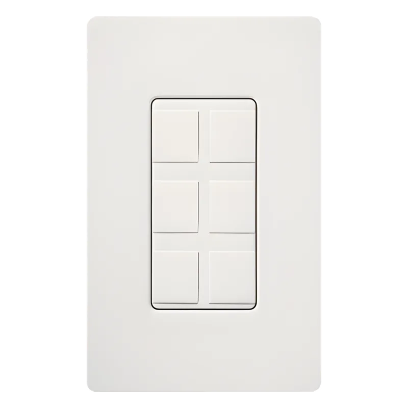 Marco de 6 puertos personalizable para conectores de red, fibra óptica, coaxial y telefonía, inserción a presión, color Snow satinado, serie Satin Colors LUTRON ELECTRONICS SC6PFSW