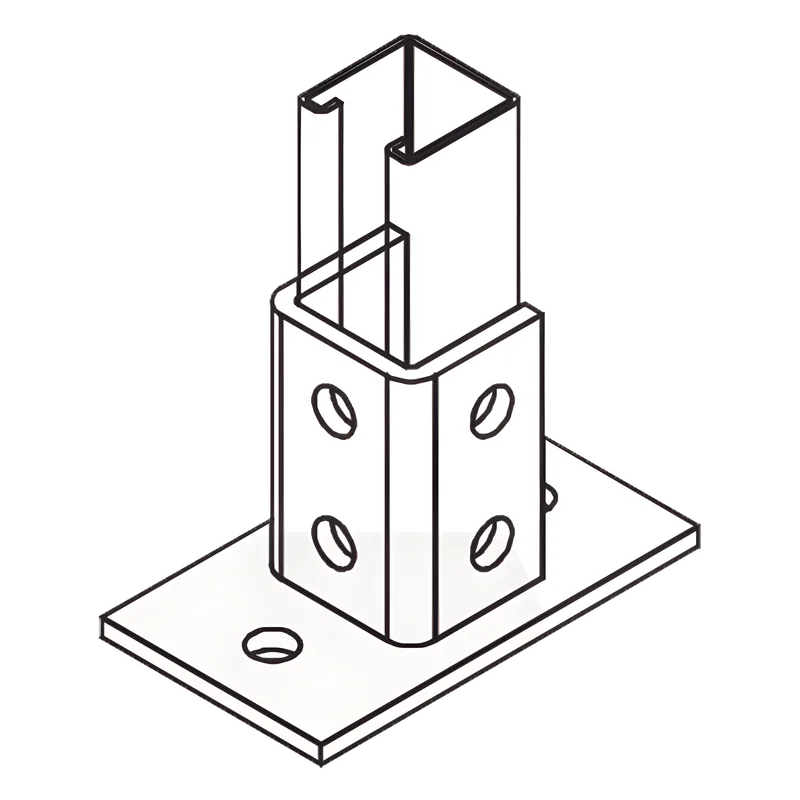 Base Rectangular con 2 perforaciones para Perfil Sencillo. ANCLO ANC-HN03