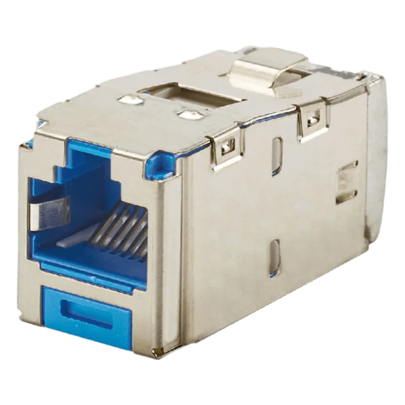 Conector Jack RJ45 Blindado, Estilo TG, Mini-Com, Categoría 6, de 8 Posiciones y 8 Cables, Color Azul PANDUIT CJS688TGBUY