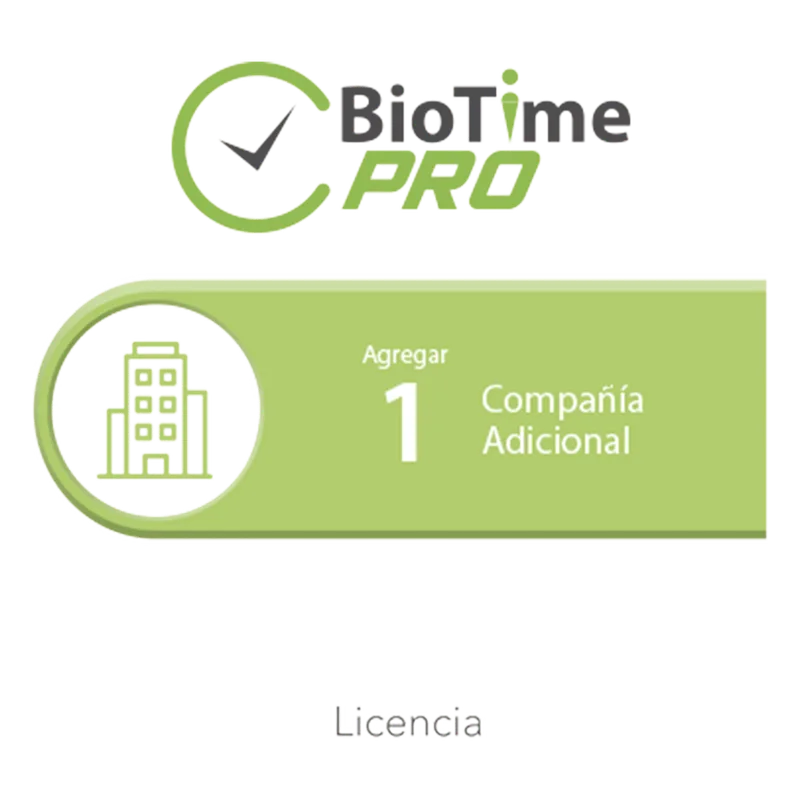 Software de Gestión Centralizada de Asistencia BIOTIMEPRO Licencia para agregar 1 compañía adicional ZKTECO ZKBTP1COM