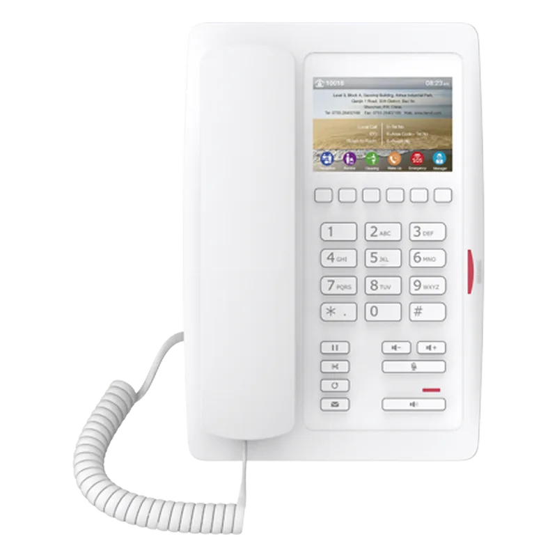 (H5 Color Blanco)Teléfono para Hotelería, profesional de gama alta con pantalla LCD de 3.5 pulgadas a color, 6 teclas programables para servicio rápido (Hotline) PoE FANVIL H5W