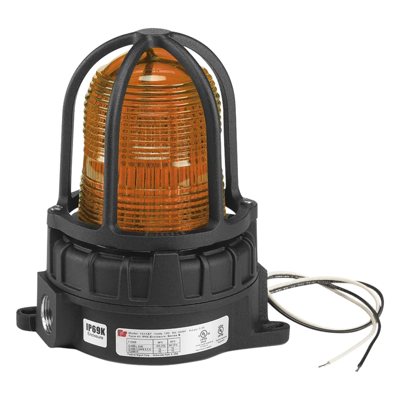 Luz de advertencia LED para ubicaciones peligrosas, montaje para superficies, 24 VCD, color Ámbar FEDERAL SIGNAL INDUSTRIAL 191XLS-024-A