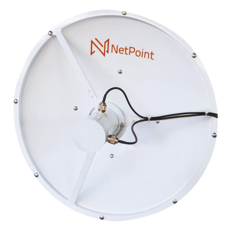 Antena blindada de alto rendimiento de 2 ft, 3.3-3.9 GHz, Ganancia 26 dBi, Conectores N-hembra. NetPoint NP3326