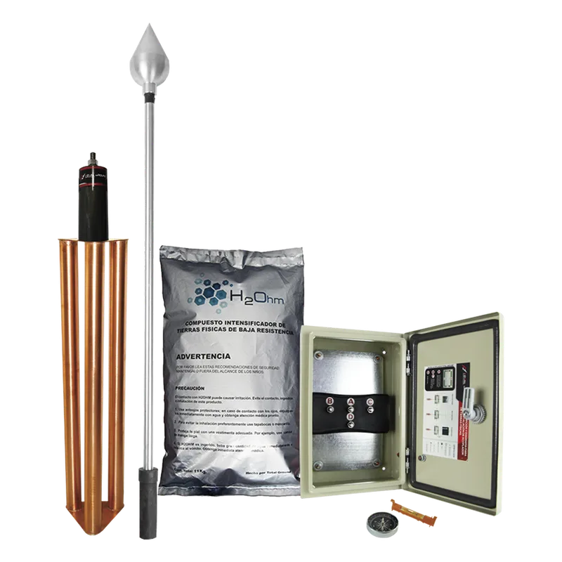 Kit de Pararrayo con Punta en Aluminio con Diámetro de Protección de 160 metros. TOTAL GROUND KDA-01-ALU