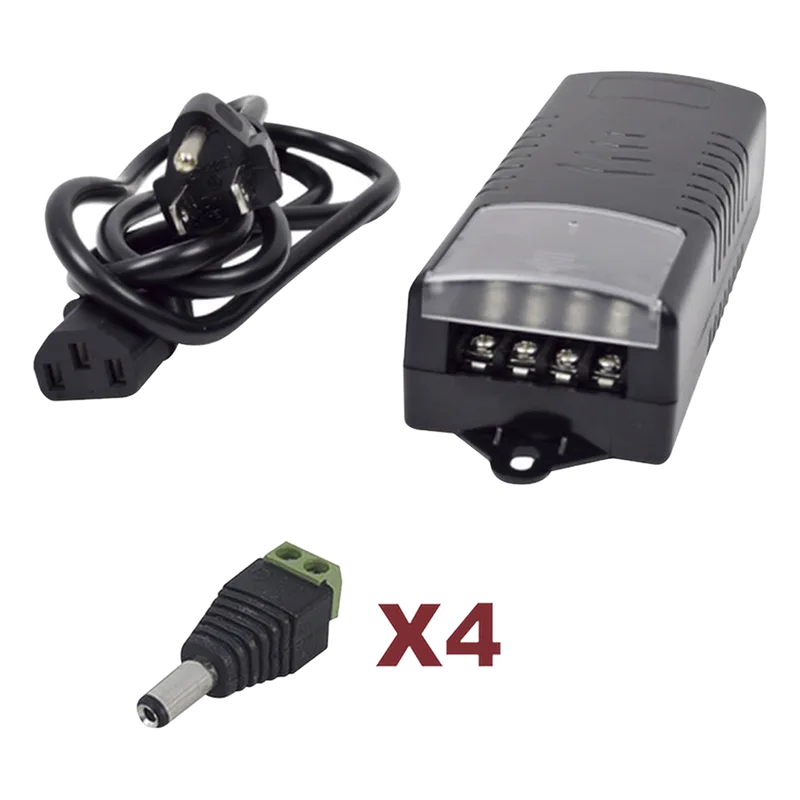 Kit con fuente EPCOM con salida de 12 Vcc a 5 Amper con 4 salidas / Incluye conectores JR52 EPCOM POWERLINE K2-PS12DC4C