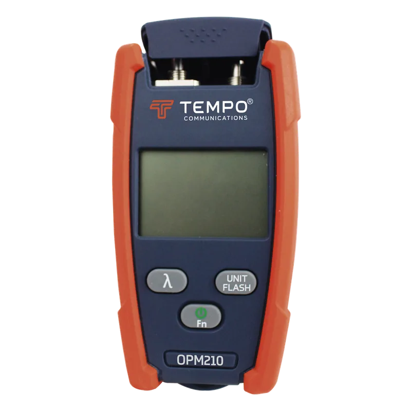 Medidor de Potencia (Micro OPM) para Fibra Óptica con Localizador Visual de Fallos (VFL), Entrada Universal de 2.5 mm (para Conectores SC, ST y FC), Rango de Medición de -70 a +10 dBm TEMPO OPM-210