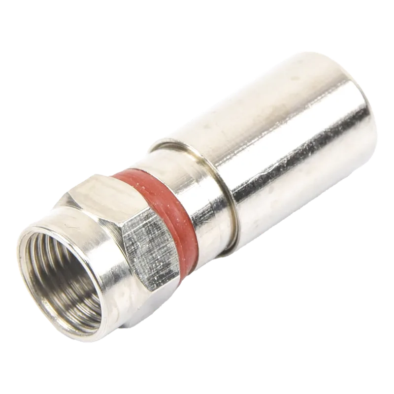 Conector F Macho de Compresión, Metálico para cable RG-6, Cuerpo de Bronce Niquelado. EPCOM TITANIUM TT-CON-510-RG6