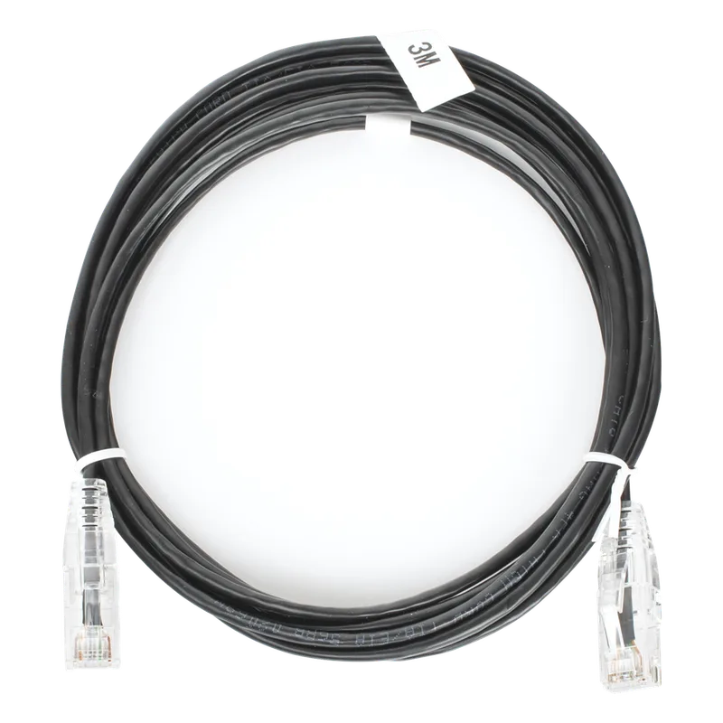 Cable de Parcheo Slim UTP Cat6 - 3 Metros (9.84 Pies) Negro Diámetro Reducido (28 AWG) LINKEDPRO BY EPCOM LP-UT6-300-BK-28
