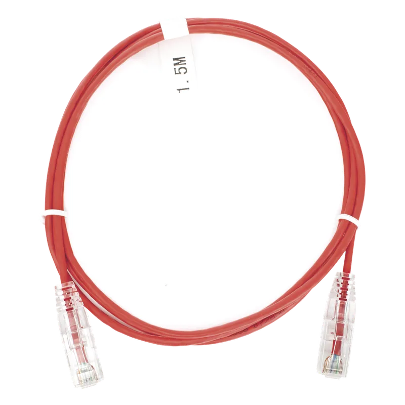 Cable de Parcheo Slim UTP Cat6 - 1.5 Metros (4.92 Pies) Rojo Diámetro Reducido (28 AWG) LINKEDPRO BY EPCOM LP-UT6-150-RD-28