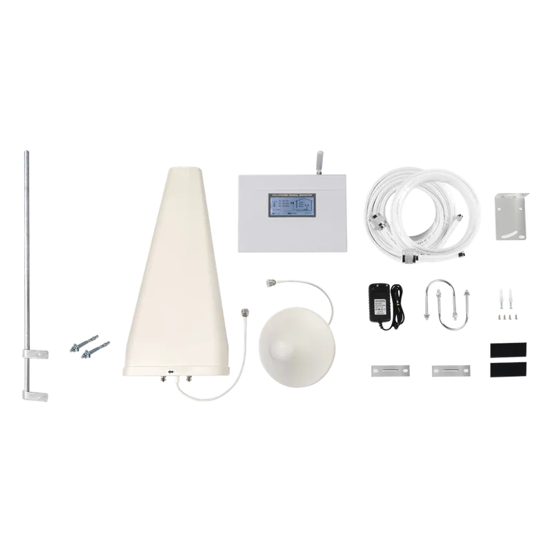 Kit Amplificador de Señal Celular TRIPLE banda de frecuencia. Incluye Mástil. Mejora las llamadas convencionales y VoLTE / Soporta los datos de las tecnologías 2G, 3G y 4G de TELCEL, AT&T y MOVISTAR / Cubre hasta 2 espacios... EPCOM EP-TB4G-CMLP